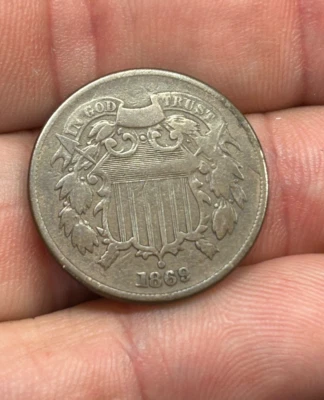 1869 2c Piece bronze U.S. Type Coin RAW ungraded circulated NICE DETAILS!! - Image 1 of 4