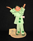 ANNALEE 10' Pierrot Harlequin Style Clown w Base ~ Green Suit ~ Tags ~ USA '90