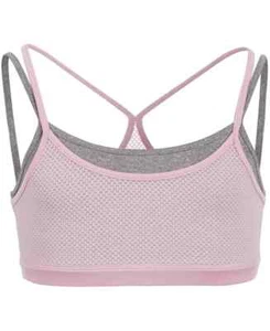 Ideology Womens Layered Sports Bra Gray/ Pink Size 16 Plus - Picture 1 of 2