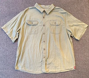 Wrangler 2XL Olive Green Classic Short Sleeve Button Up Casual Summer Shirt - Picture 1 of 5