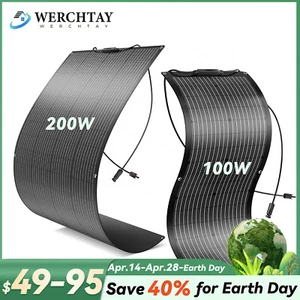 12V 100W 200W Flexible Solar Panel Portable for Camping/Home/Car Battery/Rooftop - Picture 1 of 17