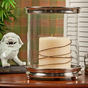 CHELSEA CYLINDER HURRICANE CANDLE HOLDER - NICKEL FINISH - Picture 1 of 1