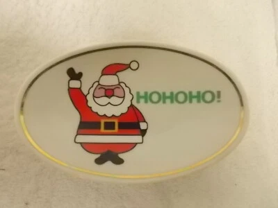 Saboneteira em barra oval vintage Ames Papai Noel Ho Ho Natal porcelana pé - Imagem 1 de 4