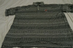 Descente Golf Kiawah Ocean Course Polo Men's 2XL Hieroglyph All Over Print Black - Picture 1 of 7