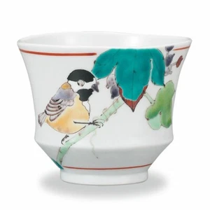Kutani ware Japanese Small tea bowl Ippuku-wan Taishi KilnWild grape Varied tit - Picture 1 of 4