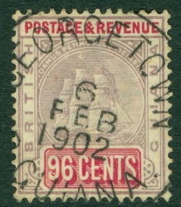 SG 206 Guayana Británica 1889. 96c púrpura opaco y colofonia. CAT usado muy fino 90€ - Imagen 1 de 1