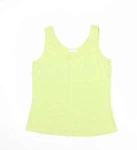 Marks and Spencer Womens Green 100% Cotton Basic Tank Size M Scoop Neck - Picture 1 of 10