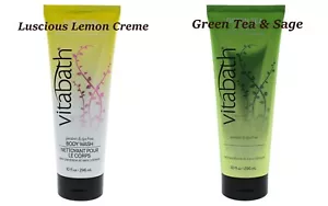 Vitabath Luscious Lemon Creme & Green Tea & Sage Body Wash 10z Each Paraben-Free - Picture 1 of 11