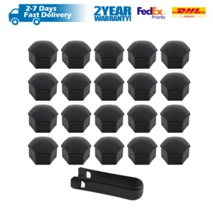 20x Gloss Black Wheel Lug Nut Bolt Caps Dust Covers With Clip Fit Tesla S 12-17 - Picture 1 of 5