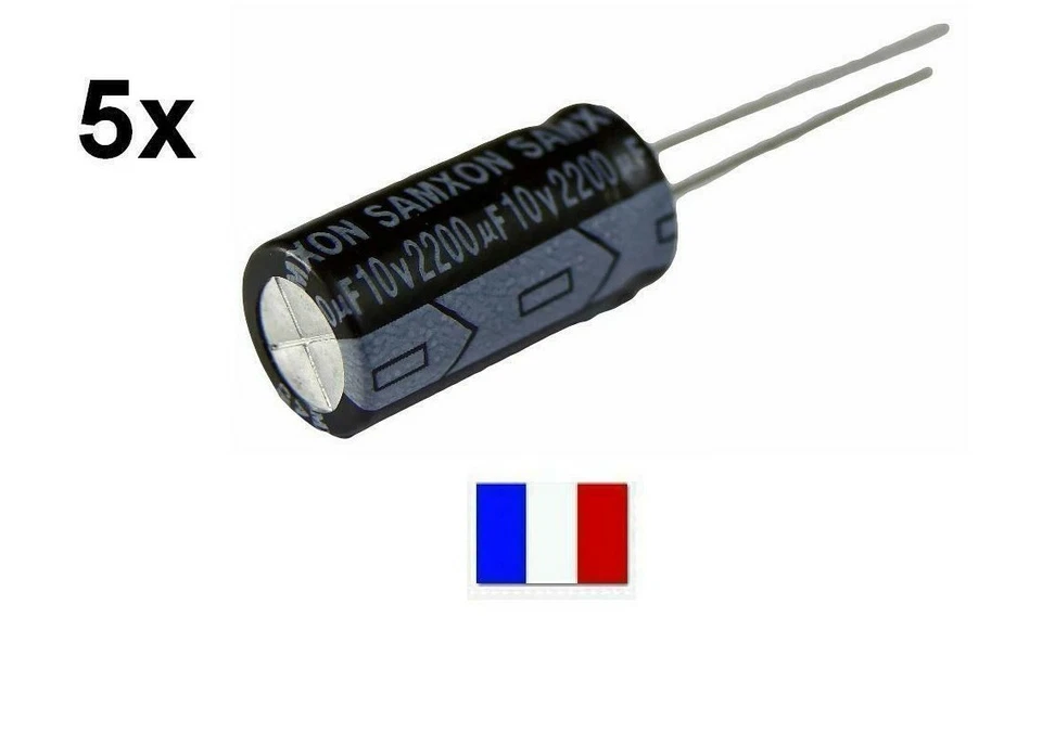 LOT 5X Condensateur chimique Radial 2200uF 2200µF 10V 105°C  LOW ESR - Photo 1/1
