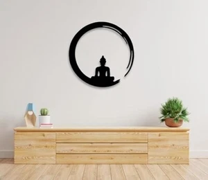 Buddha Wandbild Metall, Metall Wandbehang, Wanddeko, Buddha Friedenskunst, - Bild 1 von 8