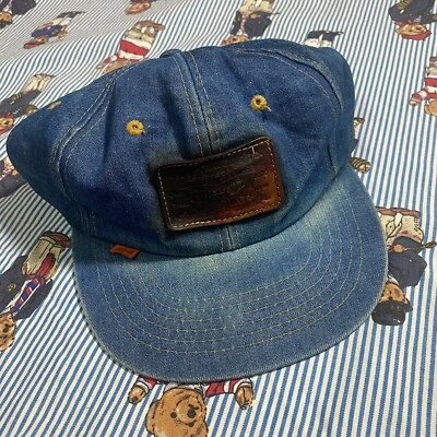 De colección Levi’s Naranja Tab Cuero Parche Denim Jean Sombrero Gorra Snapback Youngan Foto 1 de 4