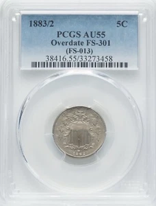 1883/2 5C FS-301 PCGS AU55 - Bild 1 von 2