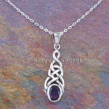 CELTIC Necklace IRISH CELTIC Pendant WEAVE Knot cz amethyst Sterling Silver 925 