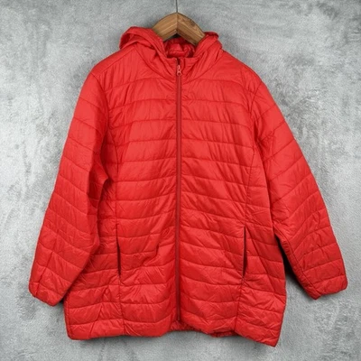 Chaqueta Torrid para mujer 3X roja de nailon acolchada acolchada con capucha resistente al agua y al viento Foto 1 de 4