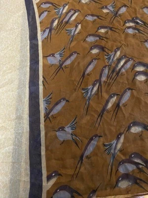 Bufanda infinita liviana con estampado de pájaros marrón azul pájaros sin marca para mujer " Foto 1 de 4