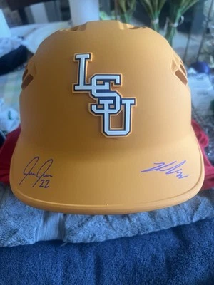 Kade Anderson And Jared Jones Signed LSU Baseball Helmet JSA COA - Image 1 of 4