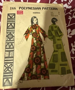 Polynesisches Muster 188 Größe 16-38-40 Büste Vintage Kahiko - Bild 1 von 5