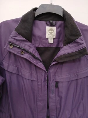 Jaqueta impermeável Timberland feminina tamanho grande bolsos com zíper roxo profundo PtP 21". - Imagem 1 de 4