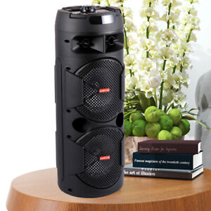 Dual 6.5'' FM Wireless Bluetooth Speaker Home Party Karaoke MIC LED Light 3000mA