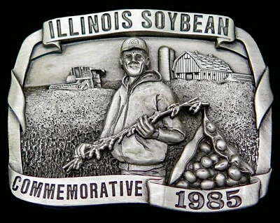 Hebilla de cinturón vintage de bergamota de Illinois agricultor de soja agricultura granja Foto 1 de 4