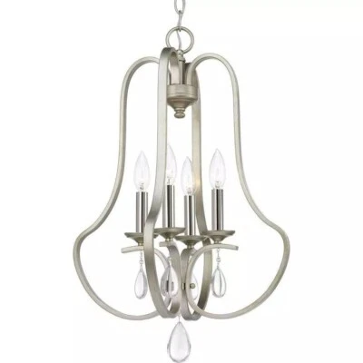 Elegante accesorio distintivo de vestíbulo de cuatro luces con elegantes detalles de cristal Foto 1 de 2