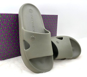AUTH NIB Tory Burch Women's Logo Shower Slide Sandals In Leccio In Size 8M