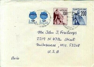 Latvia 1992 Airmail Cover to USA w/Riga-50 Cancel - Picture 1 of 2