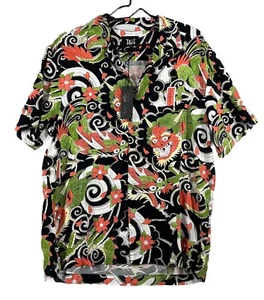 Ed Hardy Aloha Style Shirt Mens M Dragon Tattoo Print Soft Hawaiian Button Up - Picture 1 of 6