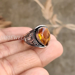Citrine Topaz Gemstone 925 Sterling Silver Beautiful Ring Most Popular Jewelry - Picture 1 of 6