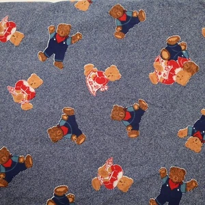 Fabric Traditions Vintage BTY Teddy Bear Bears Country 1992 Kid Child - Picture 1 of 4