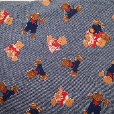 Fabric Traditions Vintage BTY Teddy Bear Bears Country 1992 Kid Child - Image 1 of 4