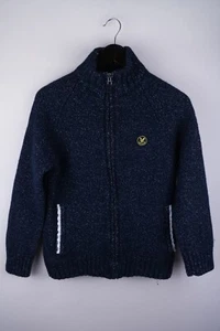 Lyle & Scott Boys Cardigan Knit Casual Full Zip Blue 91% Lambswool size M - Picture 1 of 5