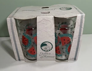 Vintage Watermelon Anchor Golden Harvest 16oz Tumblers -Set Of 4 NEW In Box - Picture 1 of 7