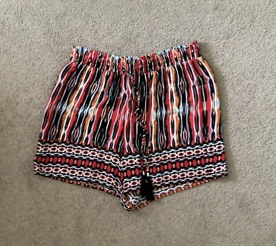 NWT Anthropologie Ella Moss Striped Rayon Shorts Black Red * Extra Small XS $138 - Image 1 of 3