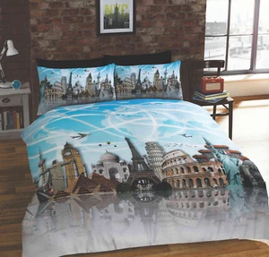Building Landmarks around the World Duvet Quilt Cover Bedding Set & Pillowcases - Picture 1 of 1