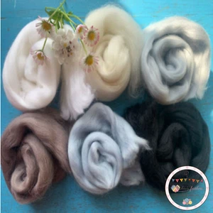 Heidifeathers® Merino Wool Tops - 'Grand Greys' Mix - Felting Wool Roving Fibres - Picture 1 of 12