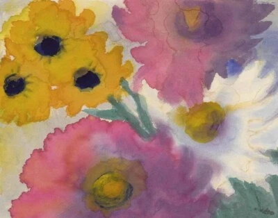 Impresión en lienzo de dalias blancas y rojas de Emil Nolde 16 x 20 Foto 1 de 4