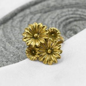 Beautiful Sunflower Brass Gold Ring Her Handmade Elegant Simple Ethnic Jewelry - Picture 1 of 5