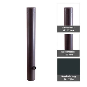 Alu-Poller Ø 100 mm mit Ziernut ortsfest zum einbetonieren Absperrpfosten 40101 - Bild 1 von 5