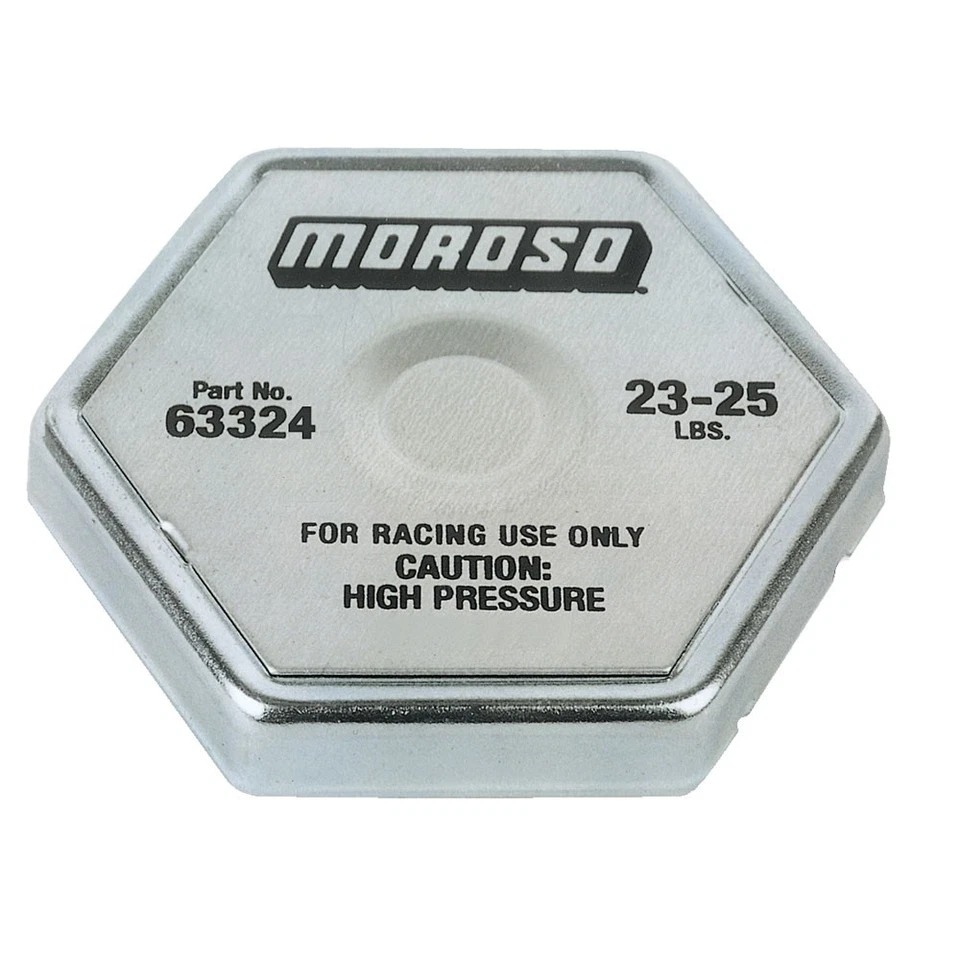Tampa do radiador Moroso 63324; Race Series, hexágono 23-25 psi aço natural - Imagem 1 de 1