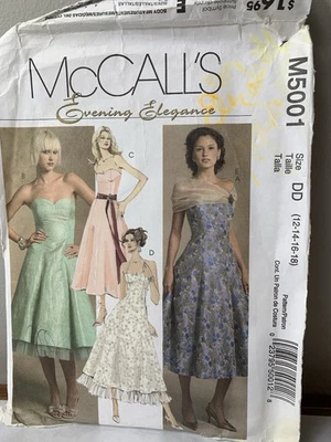 Vestido de Noche Elegancia Patrón McCalls M5001 Talla 12-14-16-18 Foto 1 de 2