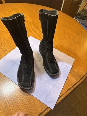Botas negras vagabundas de gamuza punta cuadrada talla 37 para mujer Foto 1 de 4