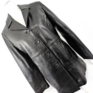 Neu ohne Etikett! AMBITION, NEW YORK! EDLER, GESCHMEIDIGER SCHWARZER ECHTLEDER, THERMOMANTEL! Gr. L - Bild 1 von 12