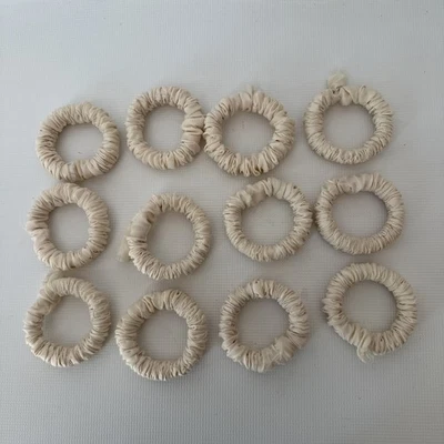 Anéis de cortina de chuveiro tecido cinch off-white 12 cada vintage - Imagem 1 de 4