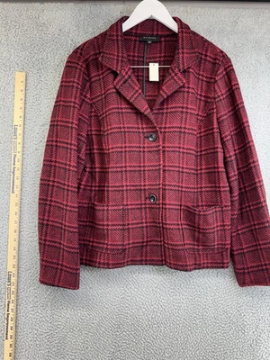 Chaqueta Blazer Talbots Mujer Talla 16 Roja Negra Mezcla de Lana a Cuadros Botón Nueva con Etiquetas Foto 1 de 4