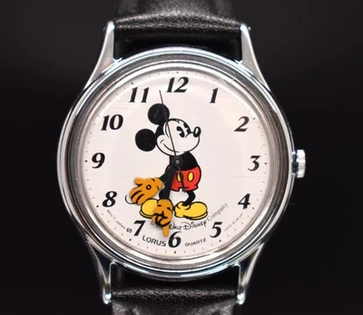 Винтажные часы LORUS от SEIKO Disney Mickey Mouse кожа НОВЫЙ АККУМУЛЯТОР И РЕМЕШОК - Изображение 1 из 4