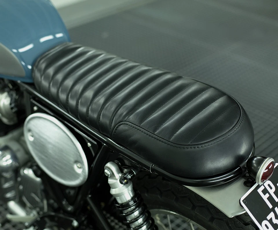 For Royal Enfield Interceptor 650cc Continental GT Black Pure Leather Dual Seat - Bild 1 von 4
