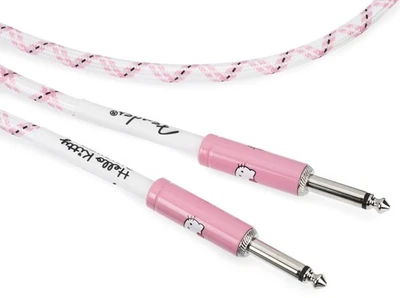 Cable de instrumento tejido Fender X Hello Kitty - blanco/rosa, 10 pies Foto 1 de 4