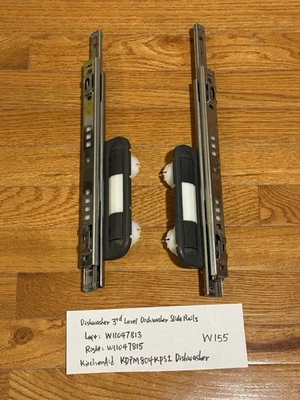 Rieles deslizantes de tercer nivel W11047813/W11047815 KitchenAid KDPM804KPS1 lavavajillas W155 Foto 1 de 4